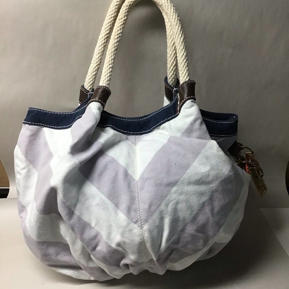 Fossil Purple & White Stripe Tote